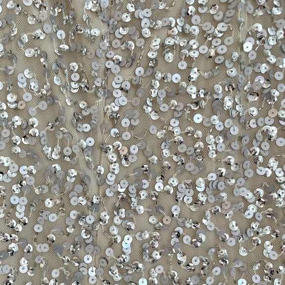 NWT Mac Duggal Silver Sequin Fringe Mini Dress - Picture 8 of 16